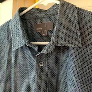 Vince Medium Dress Shirt Blue, Silver Dotted